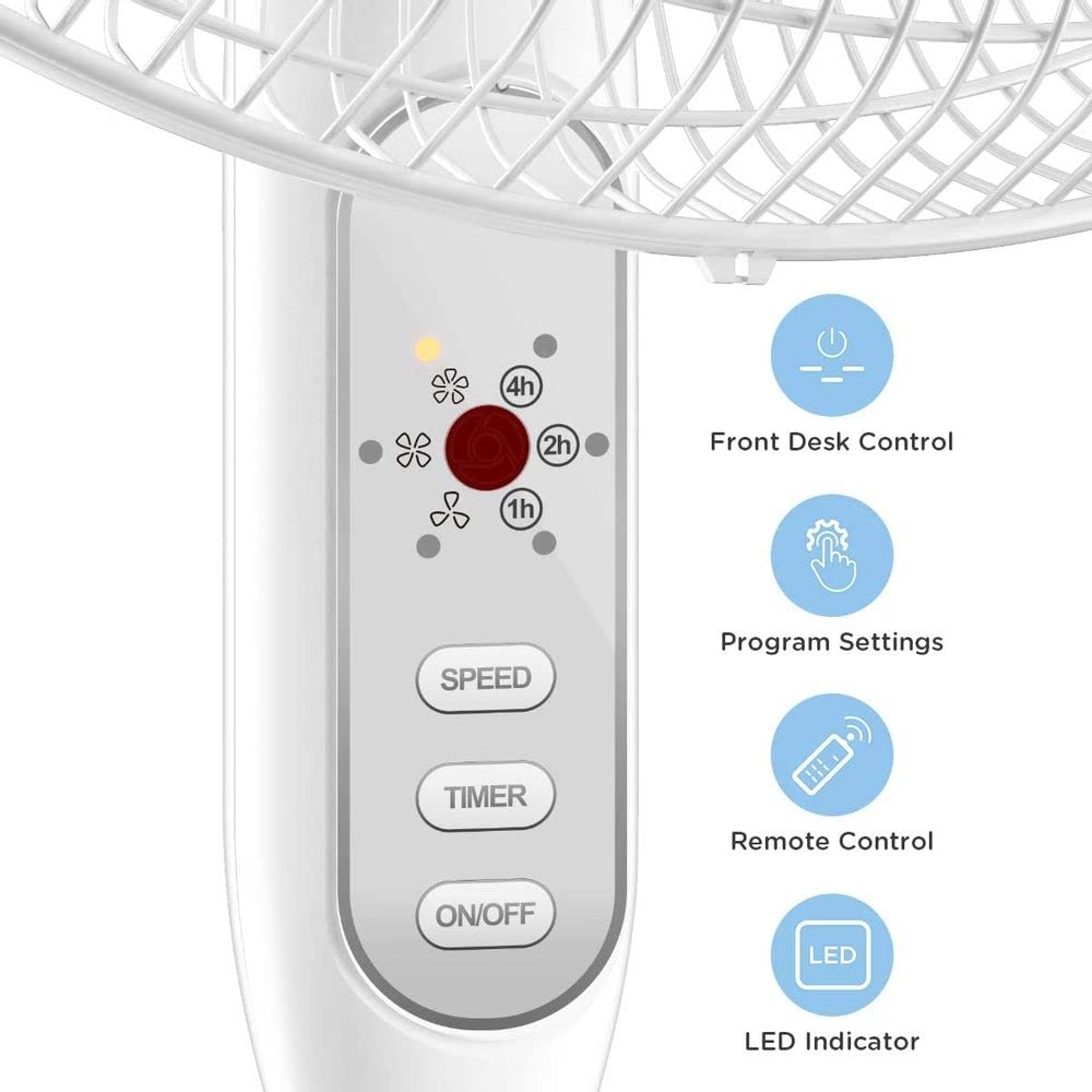 16" Adjustable Oscillating Pedestal Fan with Remote U6170