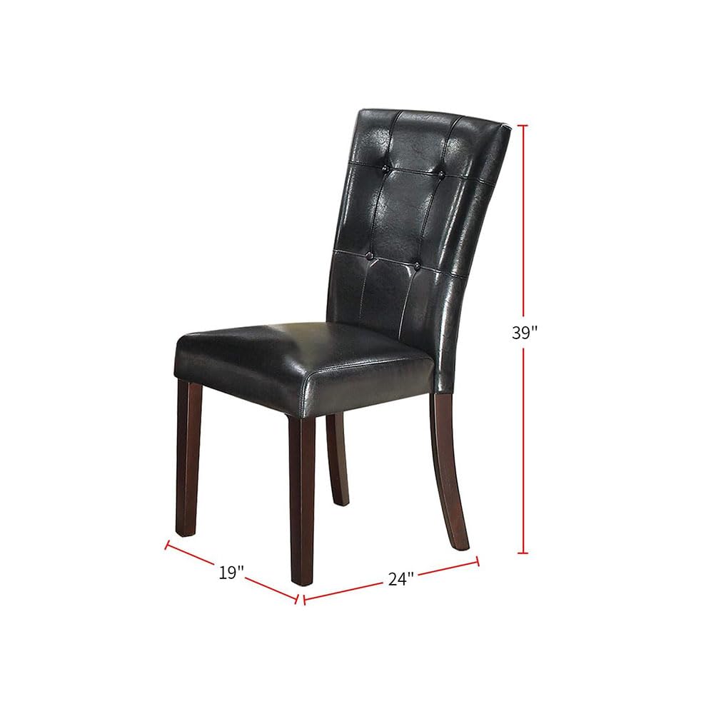 Set of 2 Black Faux Leather Tufted Dining Chairs N89752