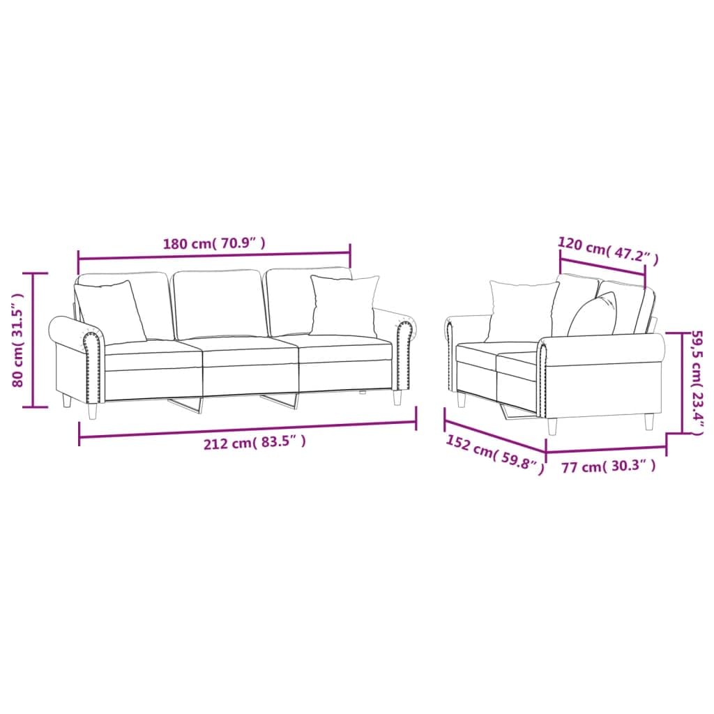 Light Gray Velvet 2 Piece Sofa Set A525
