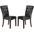 Set of 2 Black Faux Leather Tufted Dining Chairs N89752