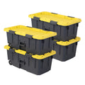 20-Gallon Heavy Duty Stackable Lidded Storage Bins with Wheels, 4 Pack Q841400