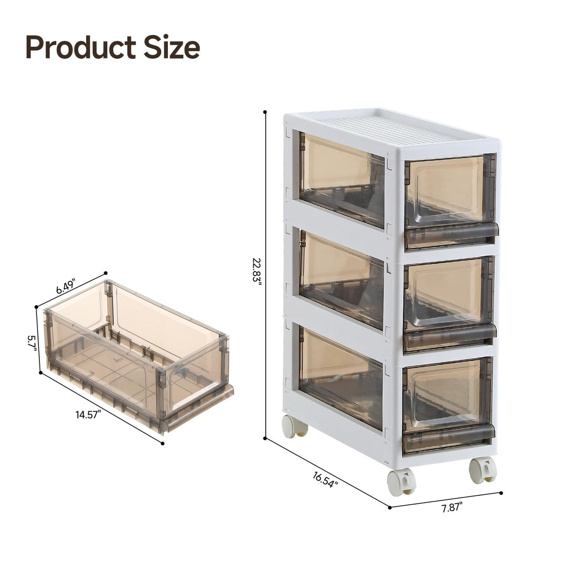 3 Drawer Plastic Storage Organizer with Wheels T588