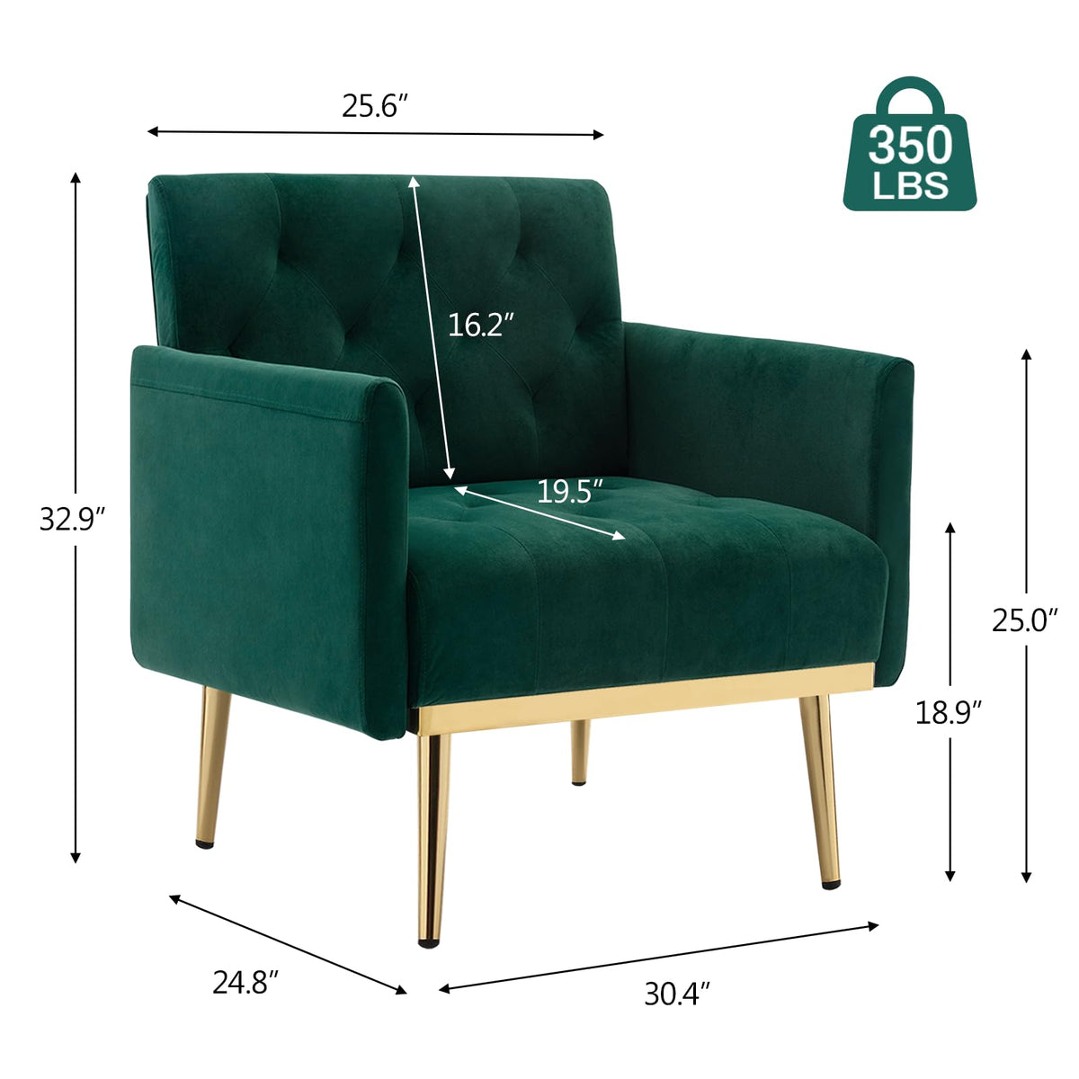 Green Velvet Button Tufted Armchair Set of 2 K594