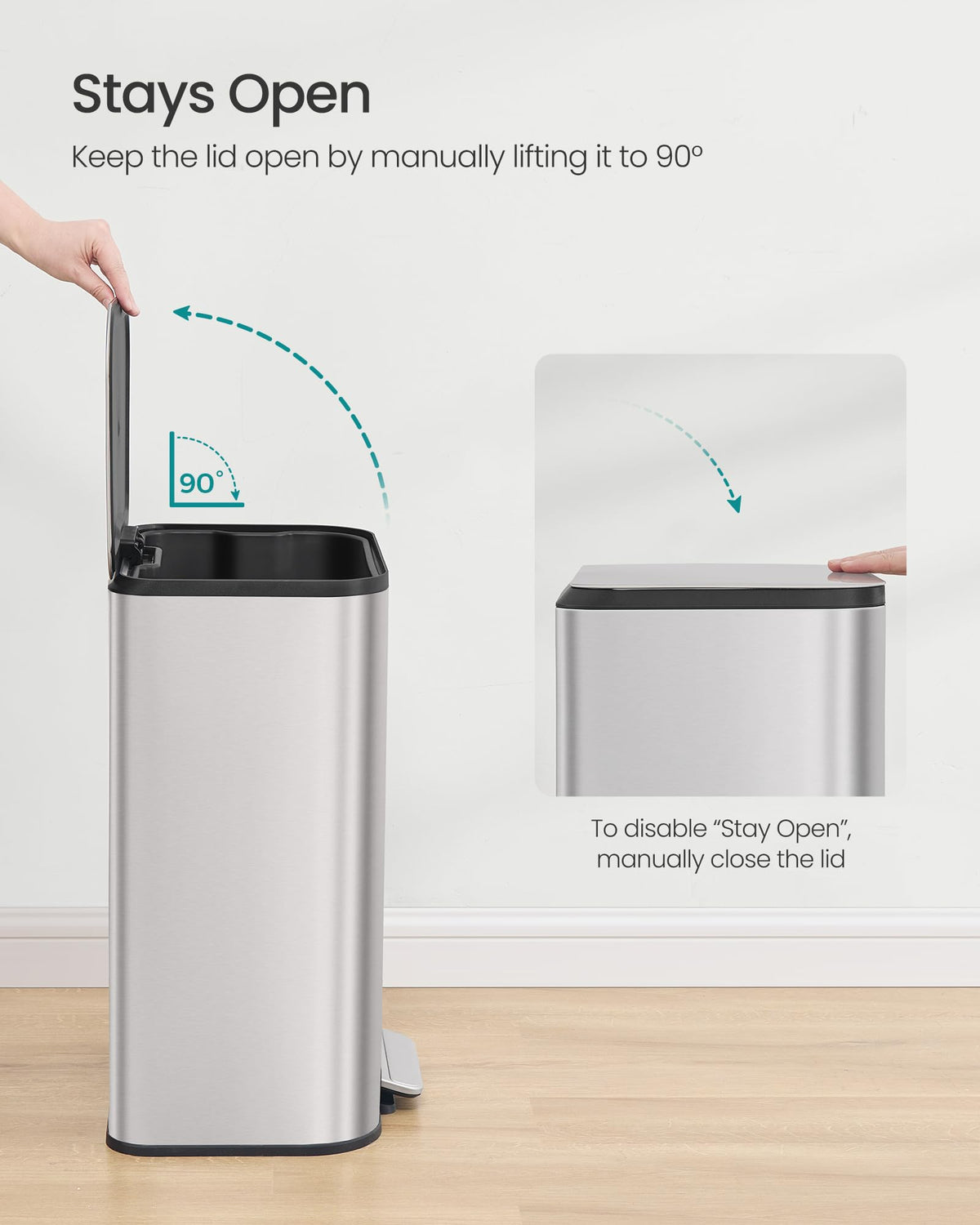 13 Gallon Stainless Steel Soft Close Trash Can D8081