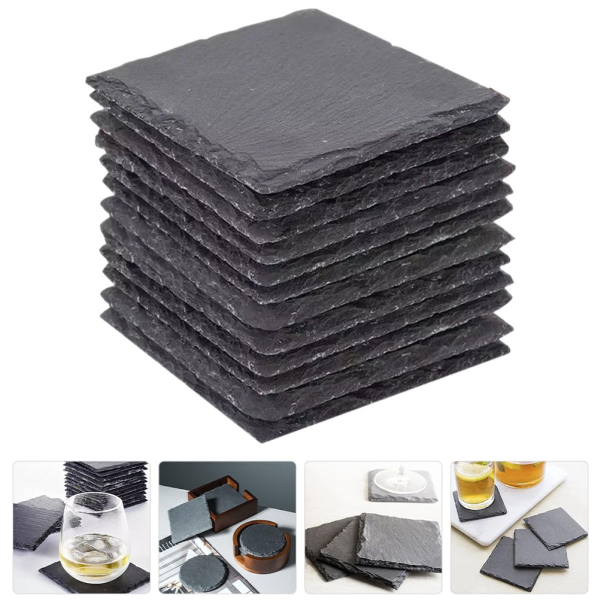 12pcs Natural Stone Drink Coasters Set Y251