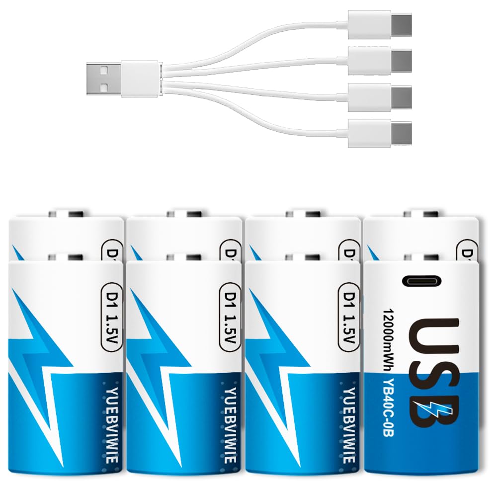 Rechargeable Lithium D Batteries 8 Pack 1.5V Q2457