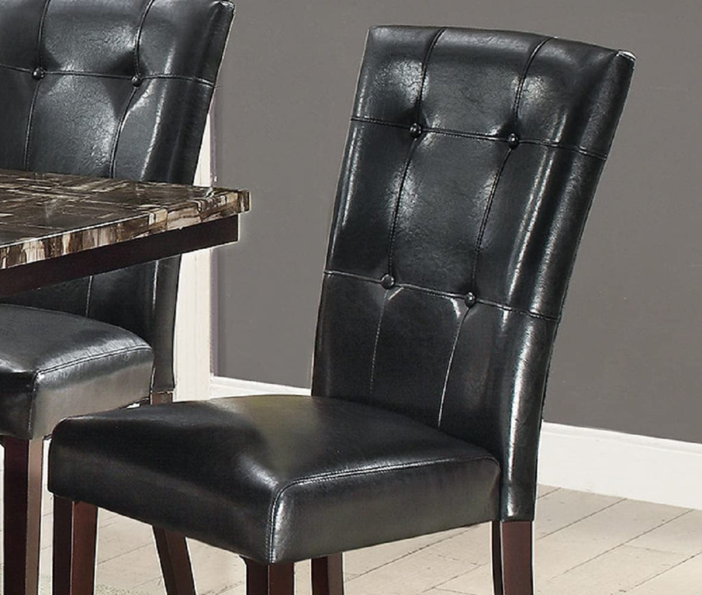 Set of 2 Black Faux Leather Tufted Dining Chairs N89752