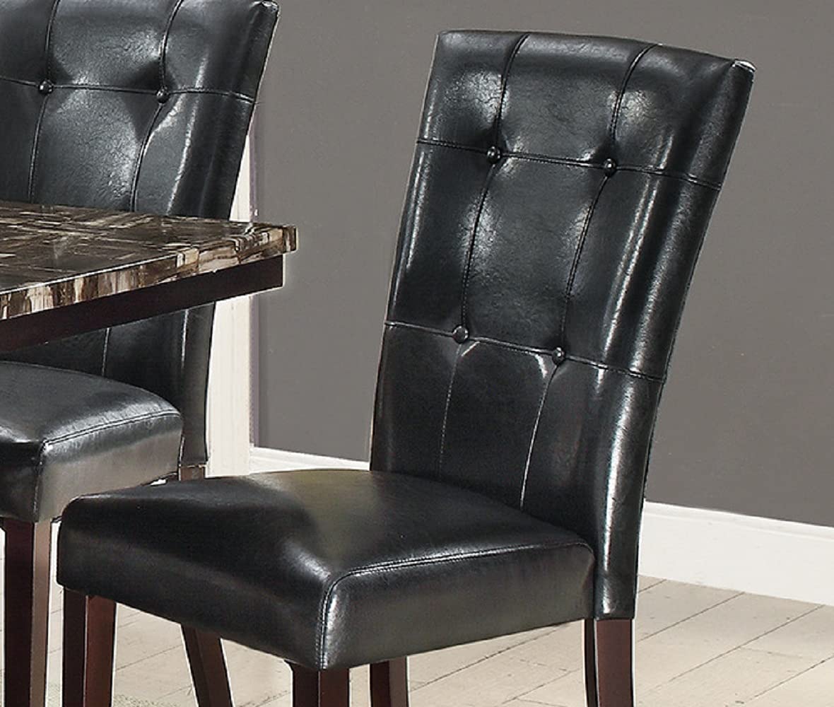 Set of 2 Black Faux Leather Tufted Dining Chairs N89752