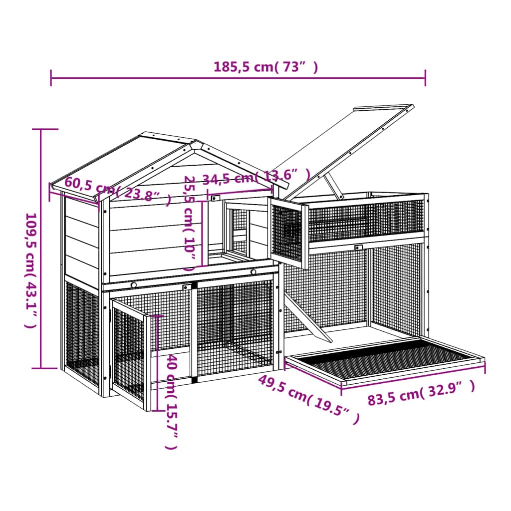 2-Tier Wooden Rabbit Hutch T72009