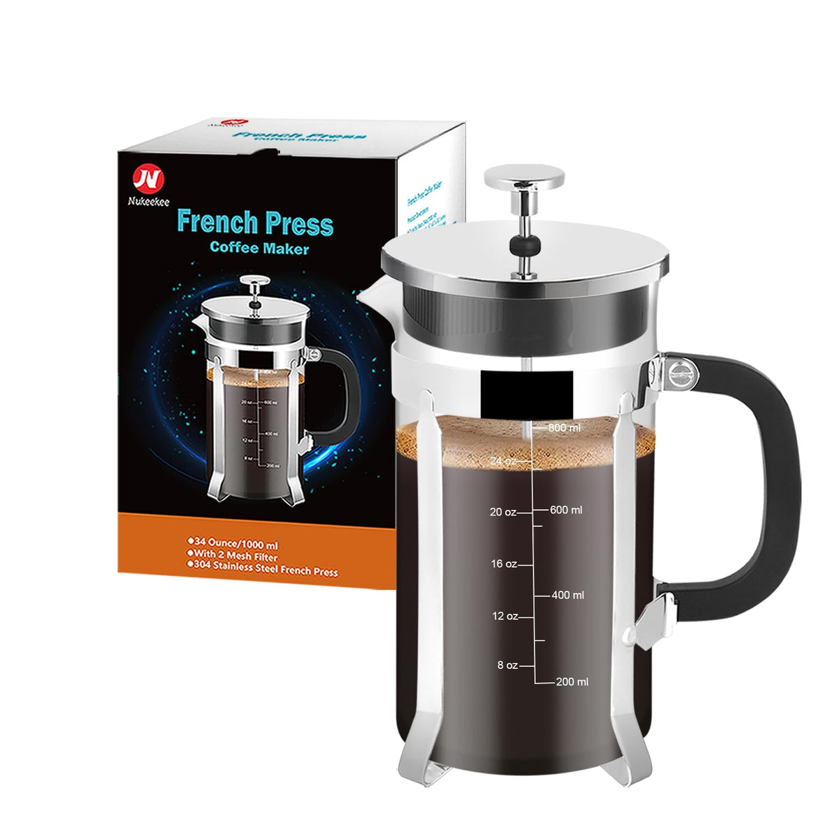34oz Stainless Steel French Press Coffee Maker R483282