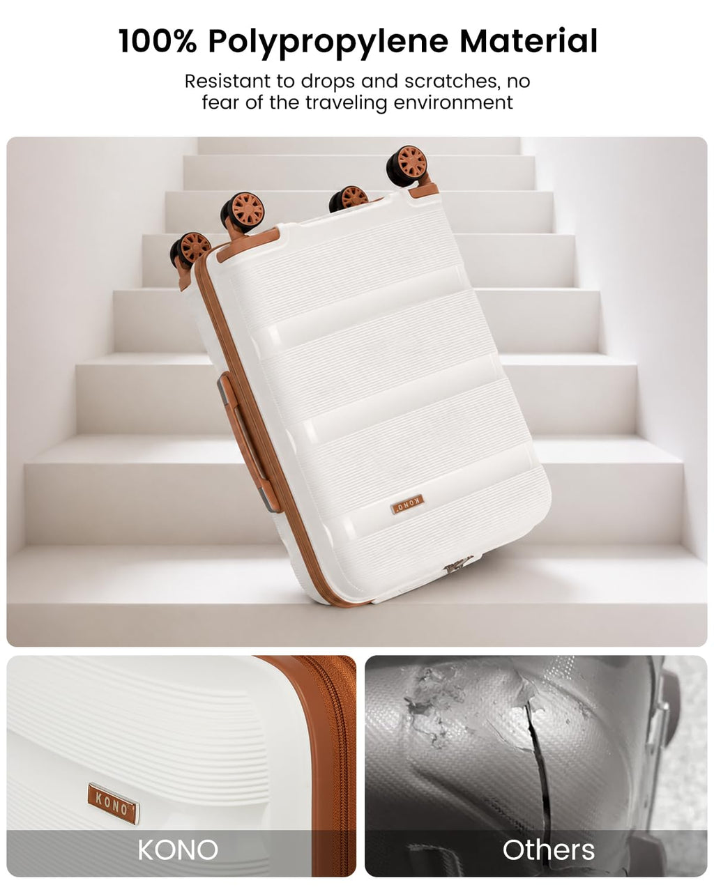 20 Inch Expandable Carry on Luggage White T263346