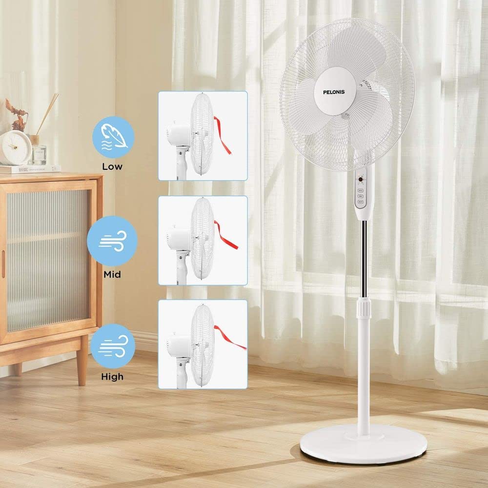 16" Adjustable Oscillating Pedestal Fan with Remote U6170