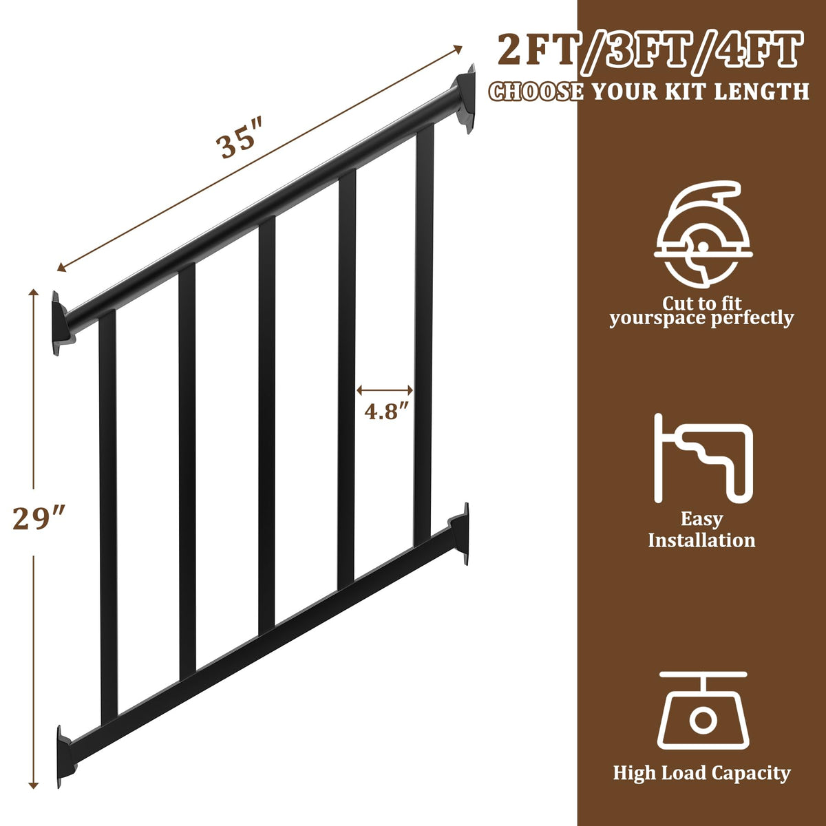 Black 3 Ft W Deck Railing Kit with Screws R37915