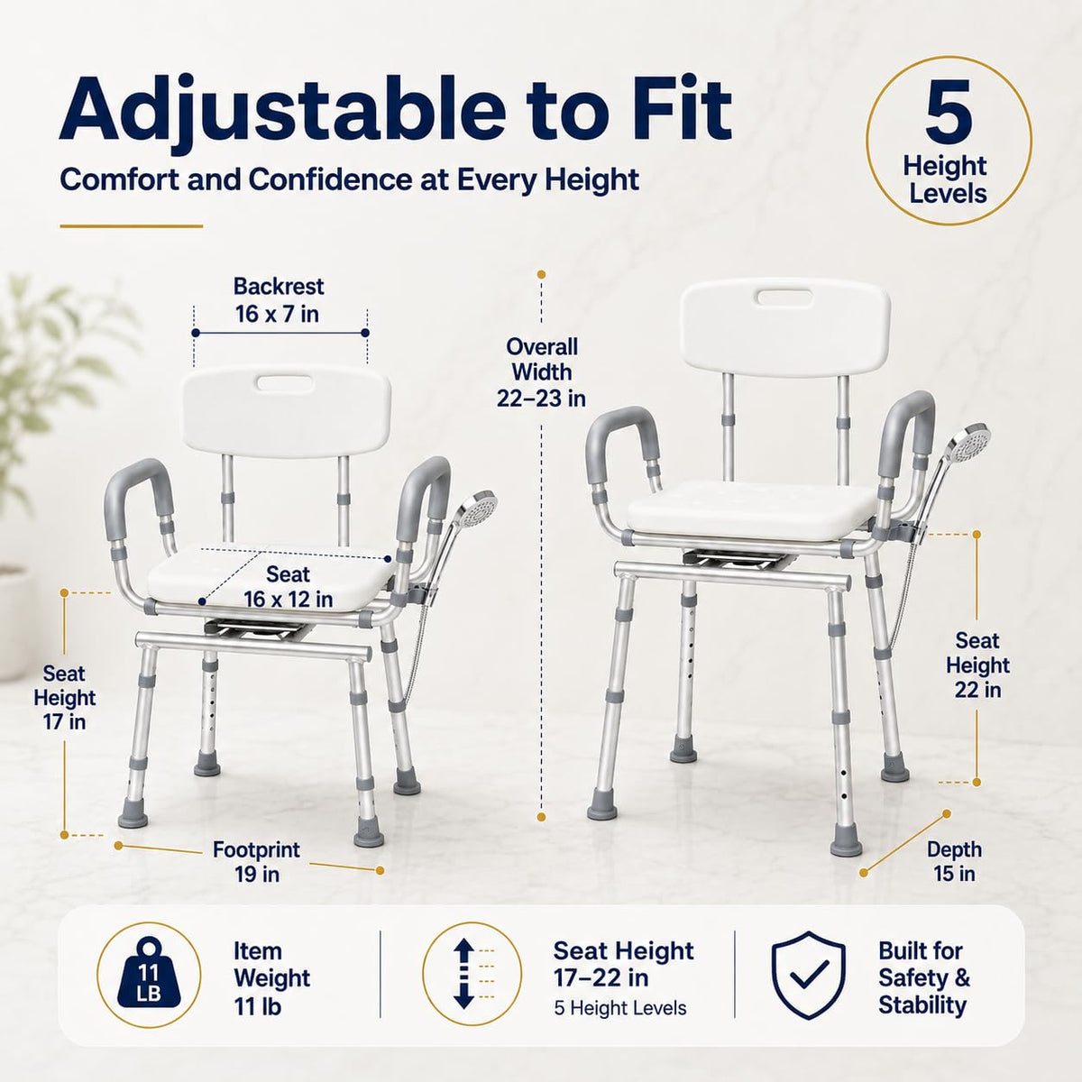 Adjustable Swivel Shower Chair X7439