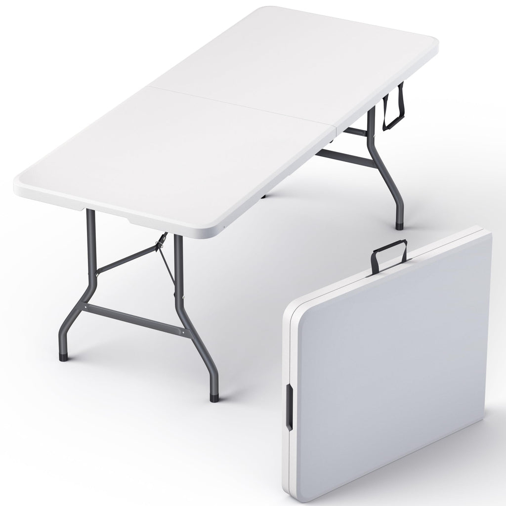 Foldable Table with Steel Legs White Q745512