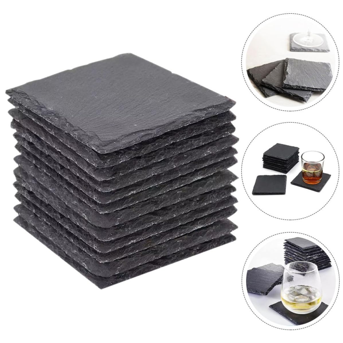 12pcs Natural Stone Drink Coasters Set Y251