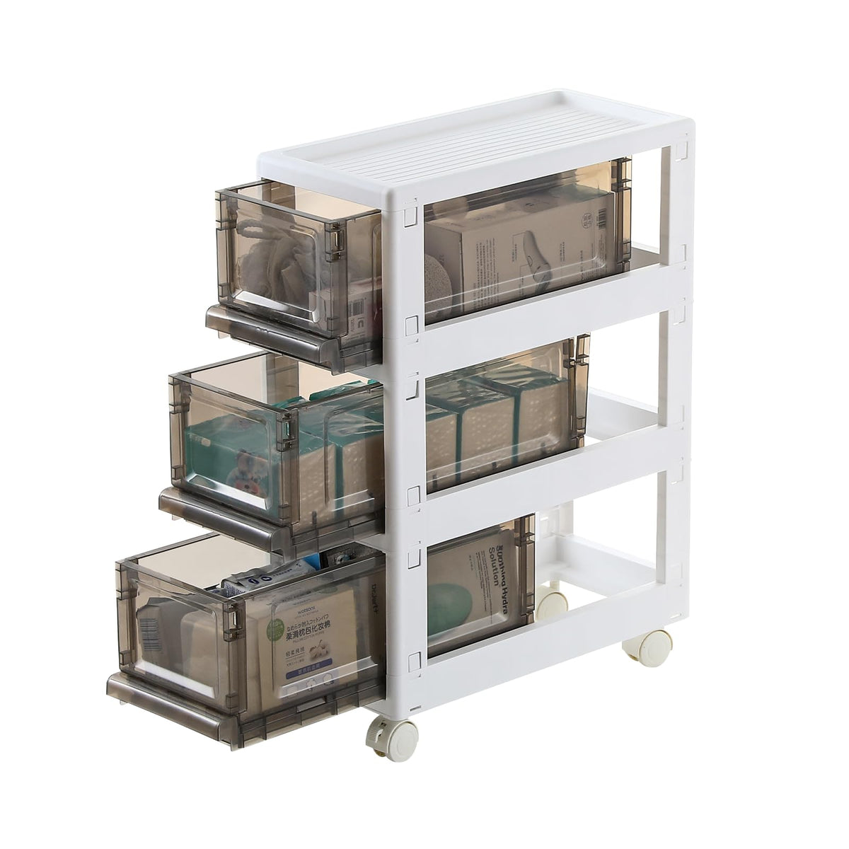 3 Drawer Plastic Storage Organizer with Wheels T588