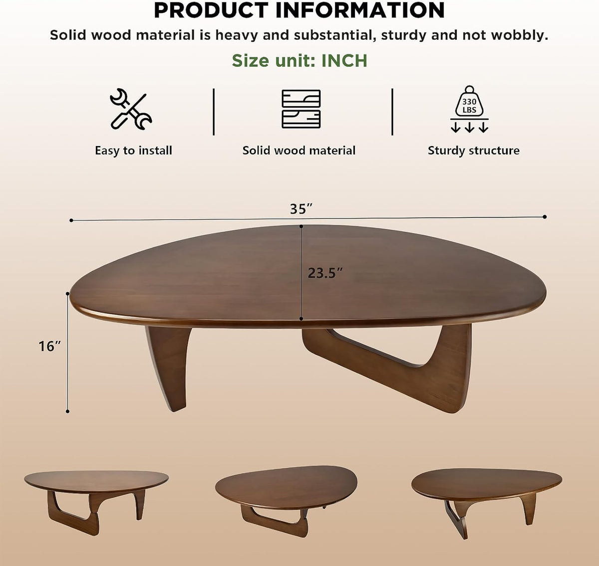Solid Wood Oval Coffee Table 35"Lx24"Wx16"H K950569