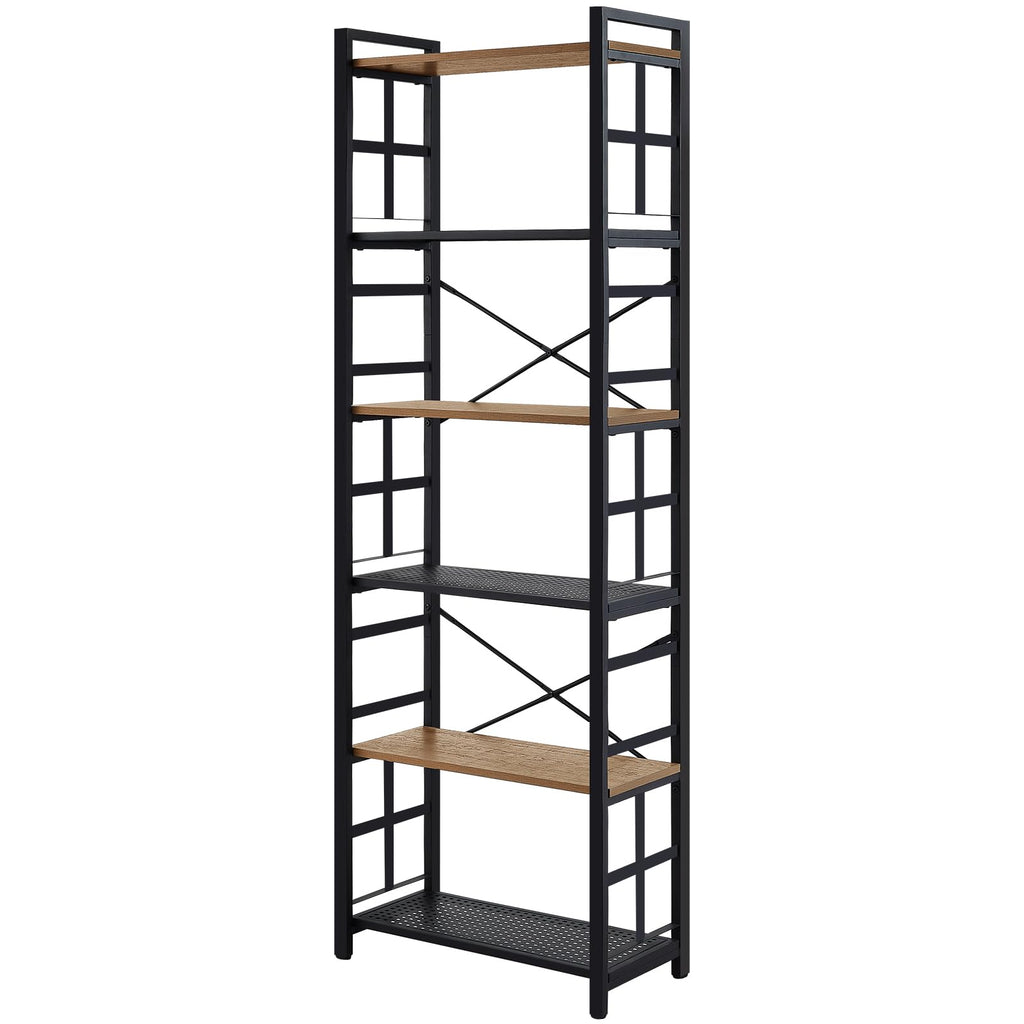6 Tier 70 inch Tall Brown Bookshelf W2705