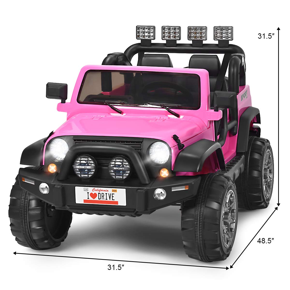 12V Battery Powered Ride on Truck with Remote Control, Pink E1205