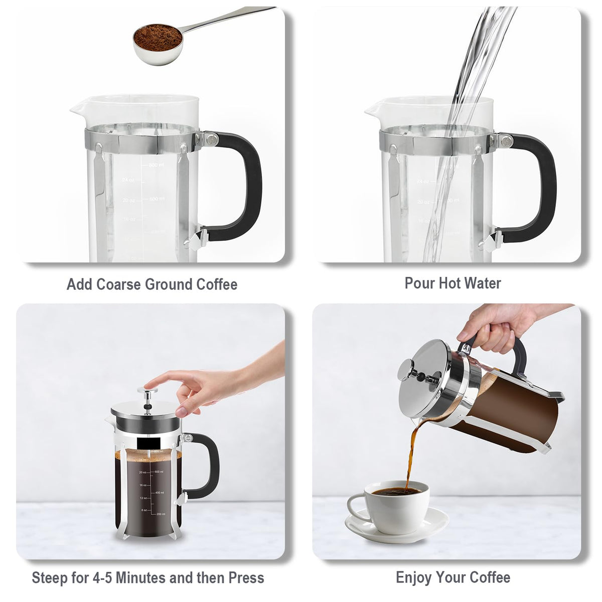 34oz Stainless Steel French Press Coffee Maker R483282