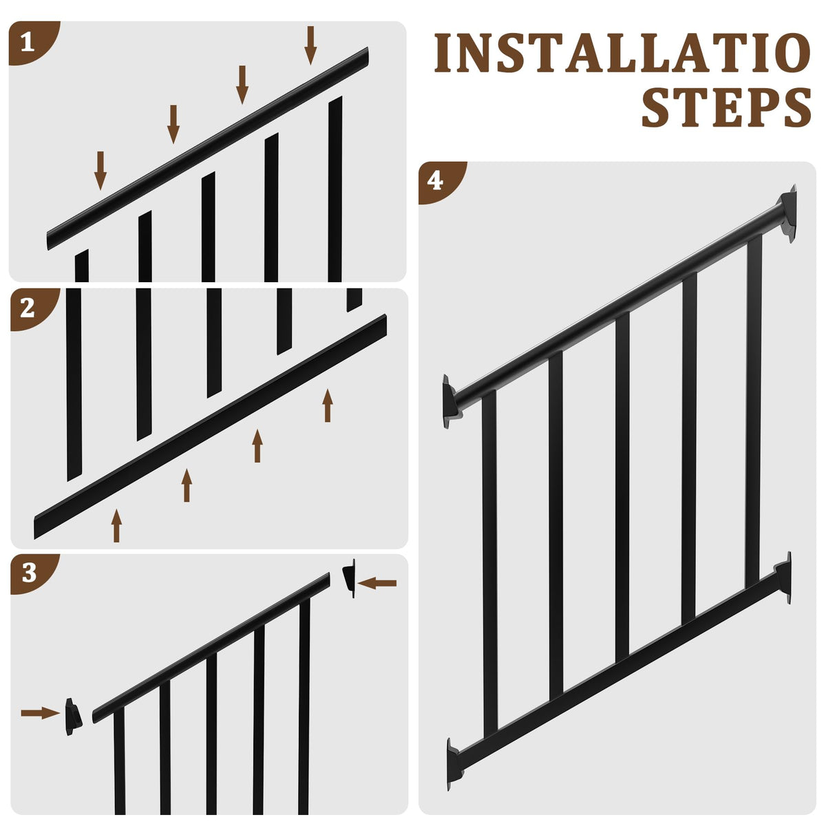 Black 3 Ft W Deck Railing Kit with Screws R37915