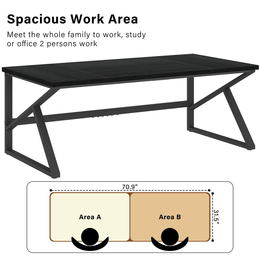 70 Inch Black Metal Wood Computer Desk Z449575