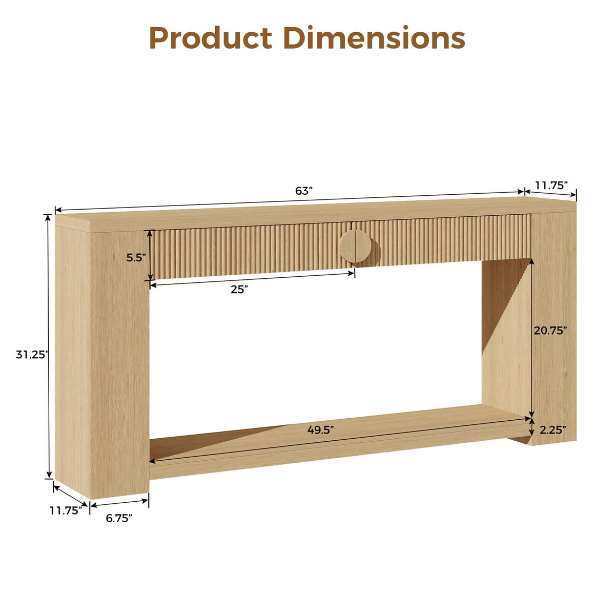Oak Console Table with Storage Drawers T6205