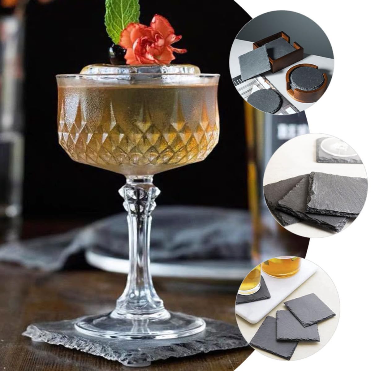 12pcs Natural Stone Drink Coasters Set Y251