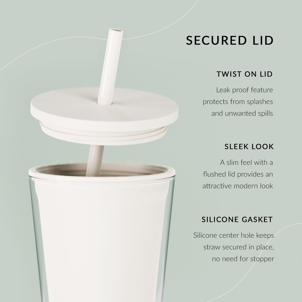 Clear 16oz Insulated Acrylic Tumbler with Lid and Straw, 2 Pack I1526