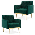 Green Velvet Button Tufted Armchair Set of 2 K594