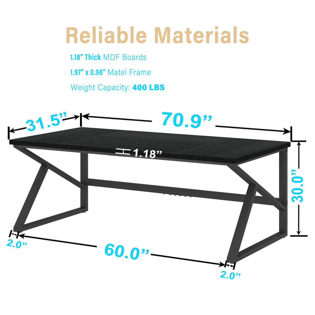 70 Inch Black Metal Wood Computer Desk Z449575