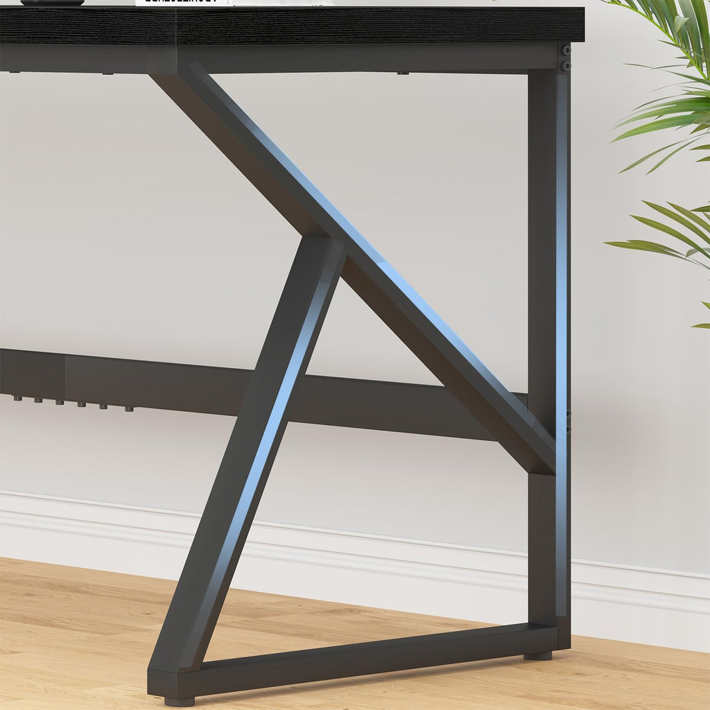 70 Inch Black Metal Wood Computer Desk Z449575