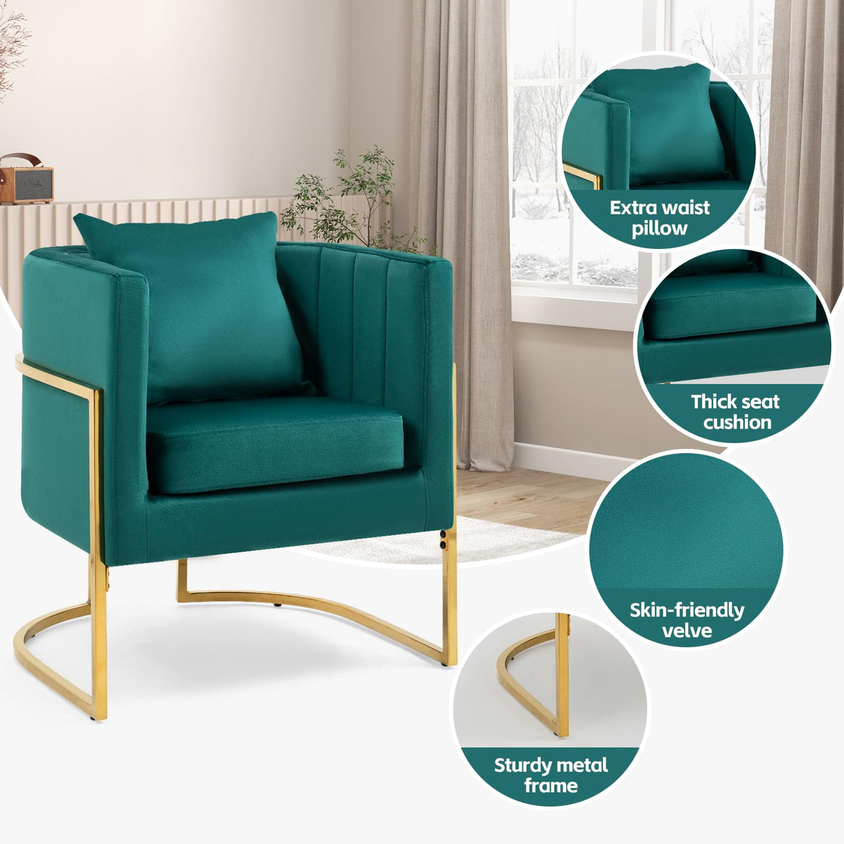 Velvet Accent Chairs Set of 2 Green V312