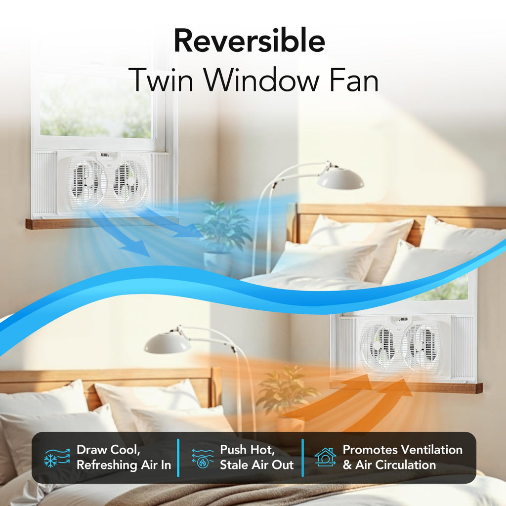 Reversible Twin Window Fan with 3-Speeds P6525