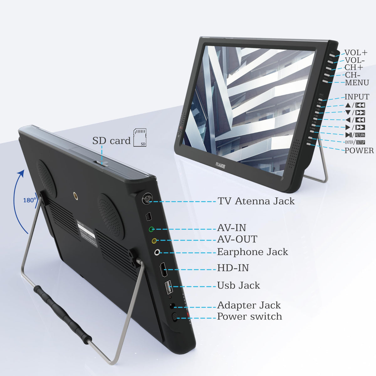 Portable Battery Powered Digital TV with Stand R577842