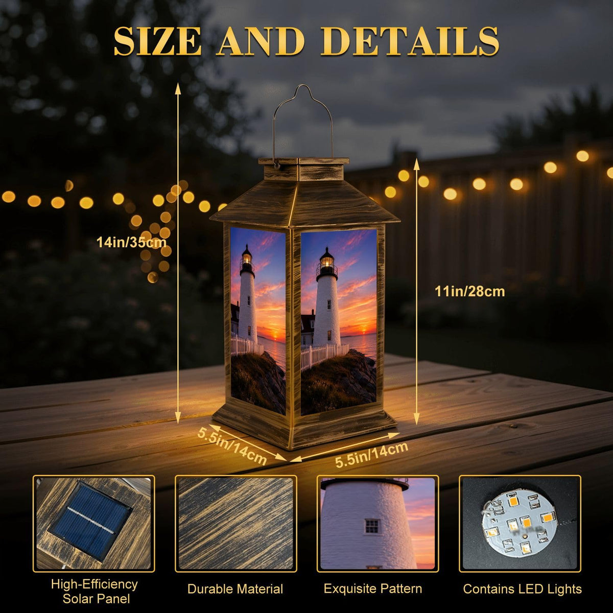 Solar Lantern Outdoor Waterproof LED Hanging Solar Lights E673869