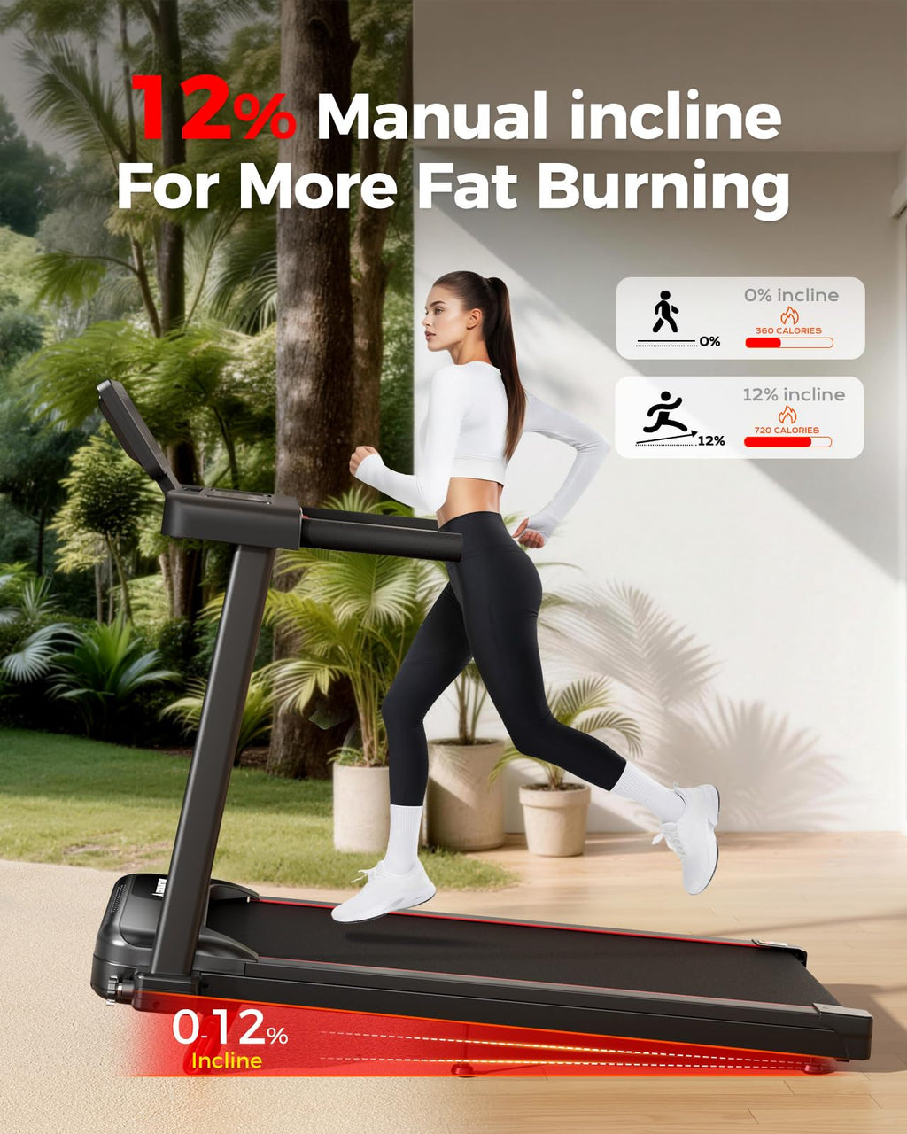 Foldable Treadmill with 12% Incline A420