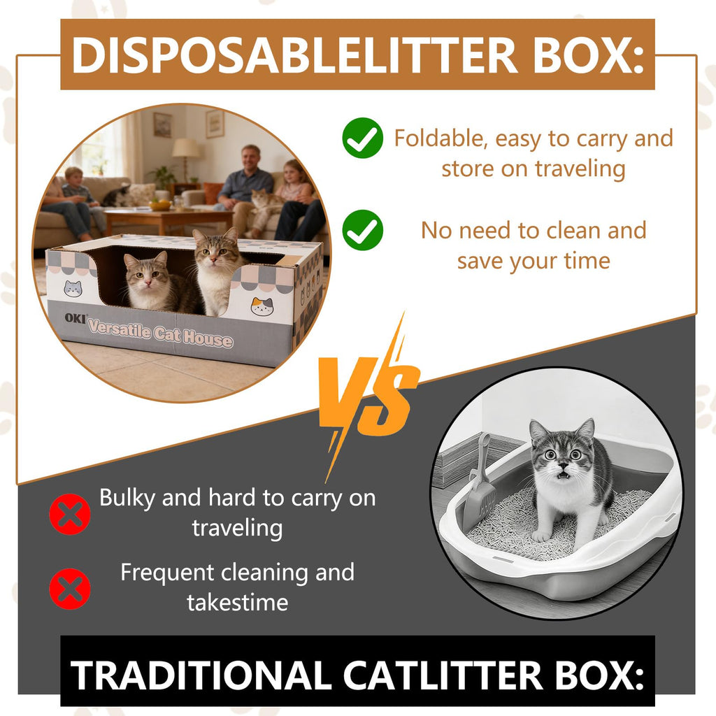 3-Pack Disposable Cat Litter Box with Scoop S6544