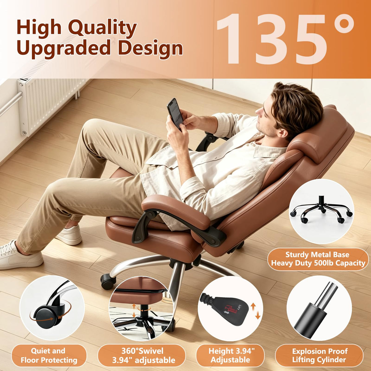 Ergonomic High Back Office Chair with Lumbar Support and Footrest E936929