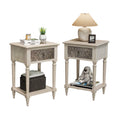 Vintage Wood Nightstand Set of 2 with Drawer and Open Shelf S237205