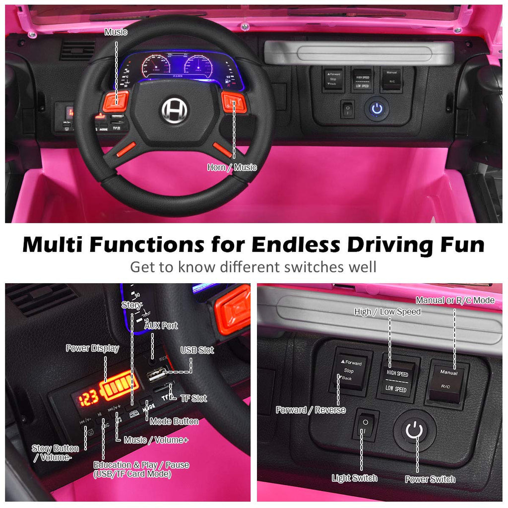 12V Battery Powered Ride on Truck with Remote Control, Pink E1205
