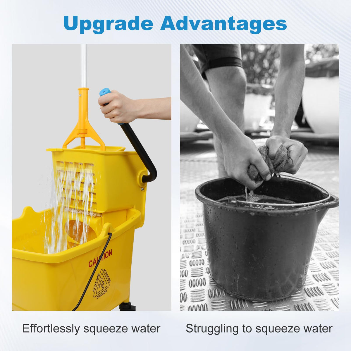 35 Qt Mop Bucket with Side Press Wringer on Wheels Q1458