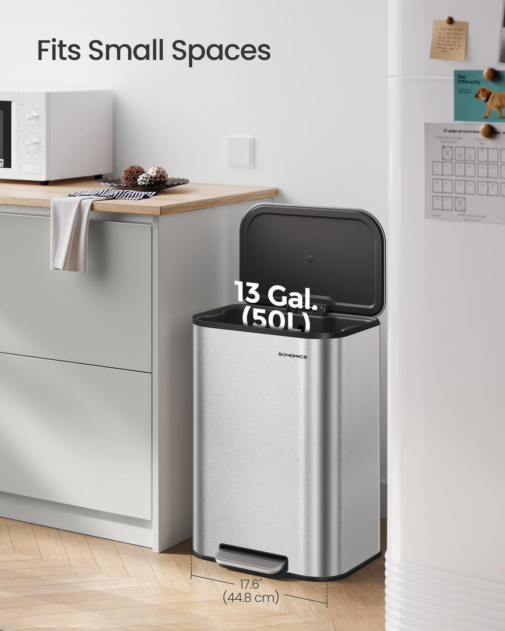 13 Gallon Stainless Steel Soft Close Trash Can D8081