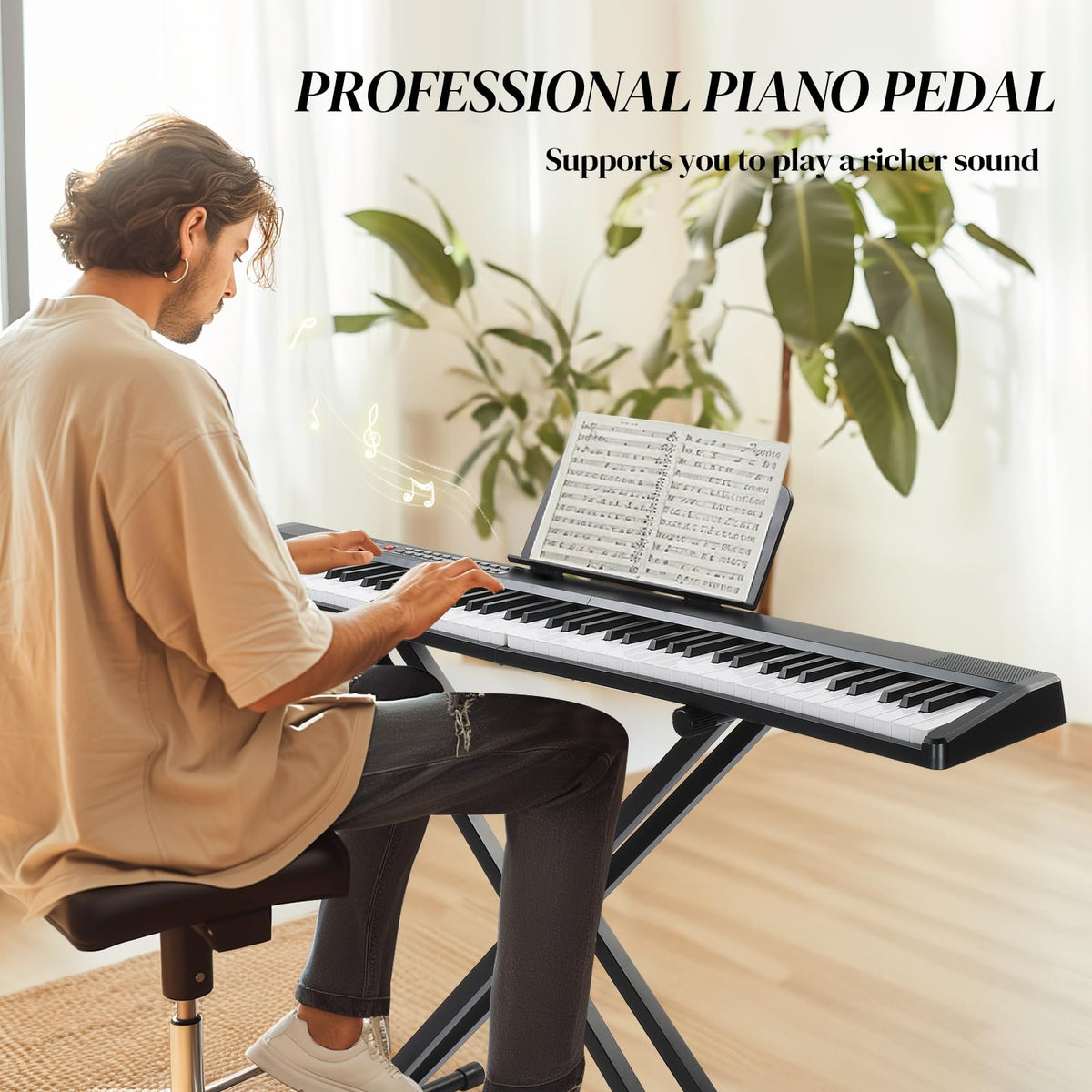 88 Key Foldable Electronic Keyboard Piano with Stand E74523