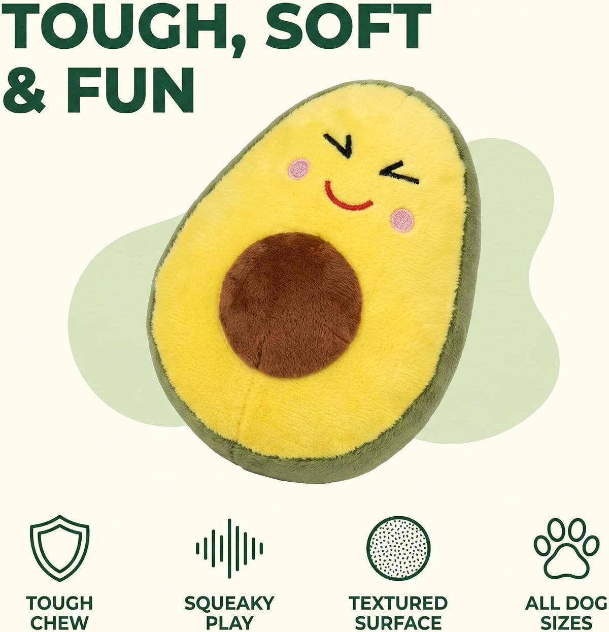 Yellow Soft Plush Avocado Dog Chew Toy O989