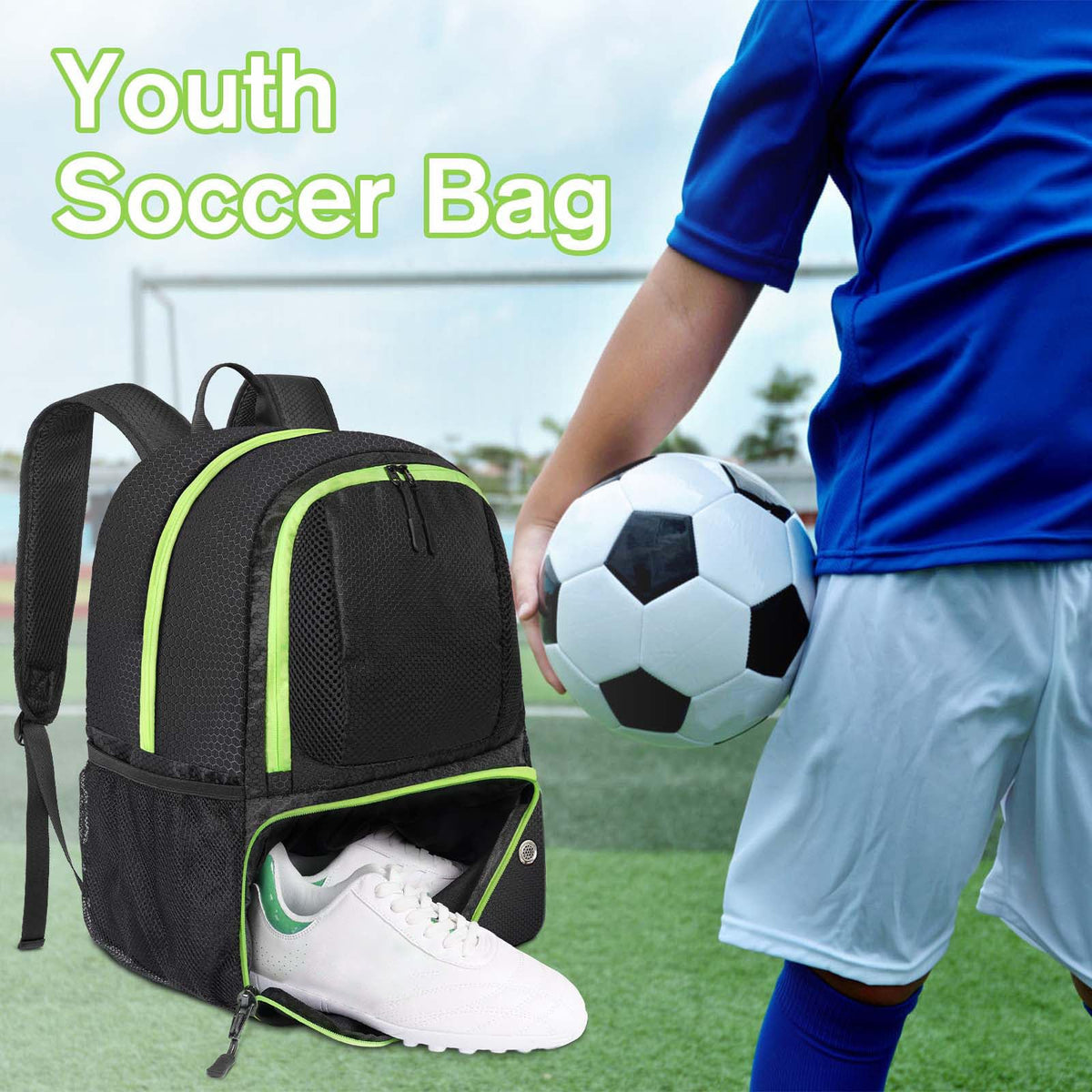 Soccer Backpack with Ball Holder and Shoe Compartment E6702