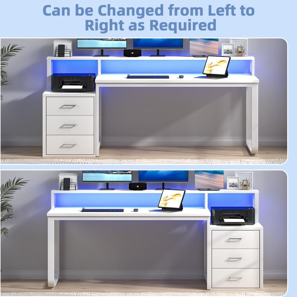 White Office Desk with 3 Drawers Y870