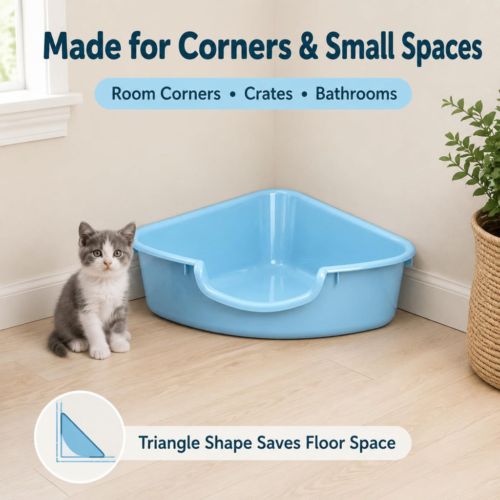 Corner Litter Box, Low Entry Kitten Litter Box J890514