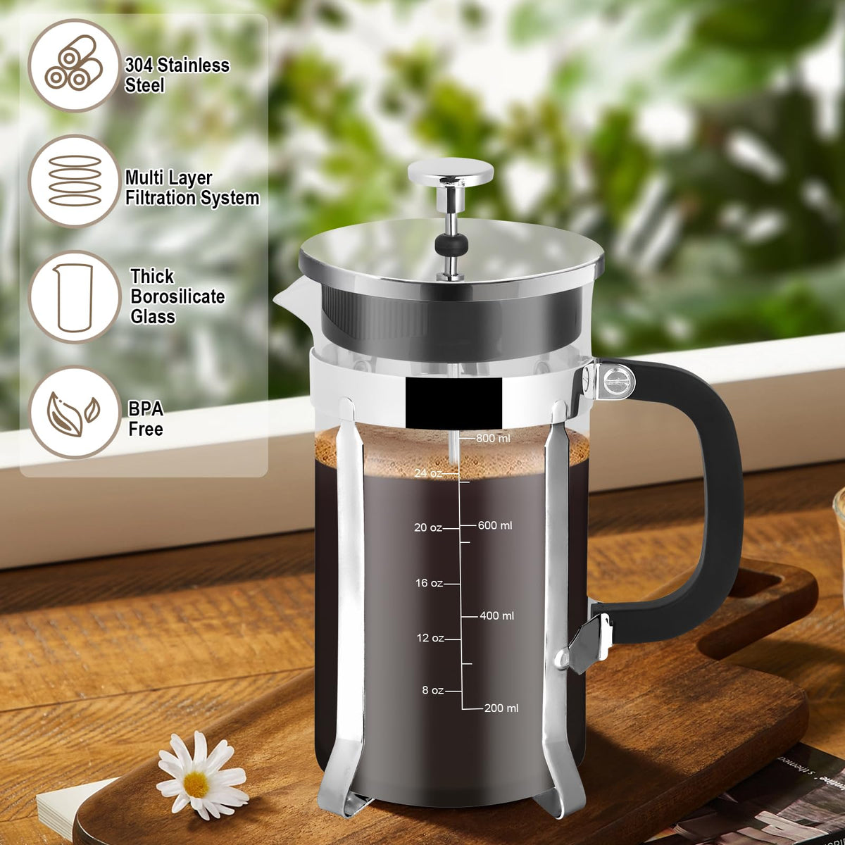 34oz Stainless Steel French Press Coffee Maker R483282